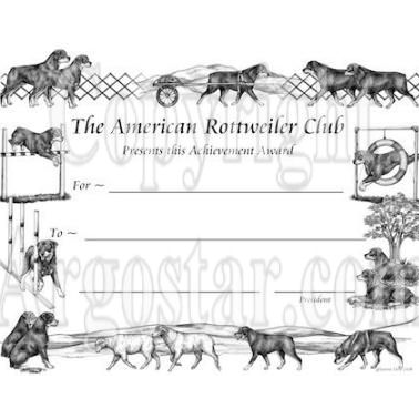 American Rottweiler Club Award Certificate Design