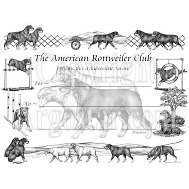 American Rottweiler Club Award Certificate Design - Herding