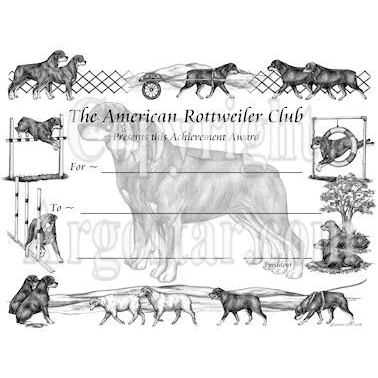 American Rottweiler Club Award Certificate Design - Conformation Dog and Bitch