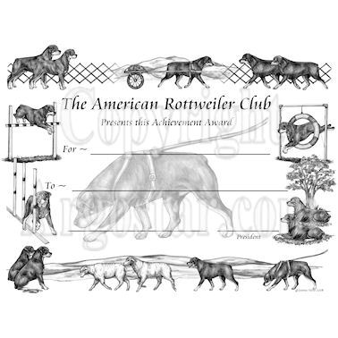 American Rottweiler Club Award Certificate Design - Tracking