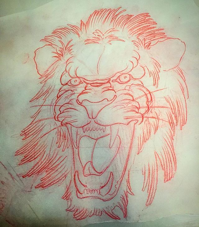 I drew this lion for a fella a month or two ago and he didn't get it. Who wants it? #tattoo #artcore #hislossyourgain #redsketch