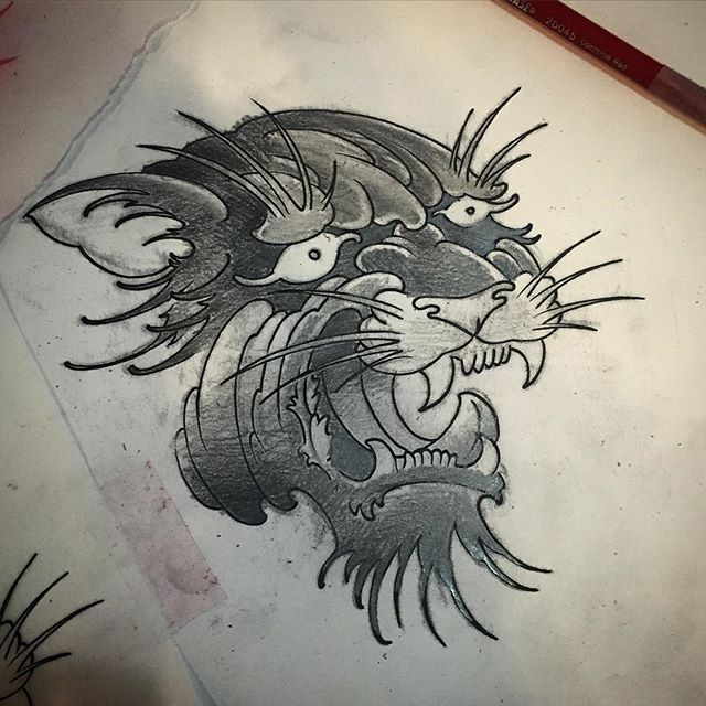 I got this panther head up for grabs and I've got this Saturday at noon or 4pm open. Let's make this happen! #pantherhead #tattoo #artcore