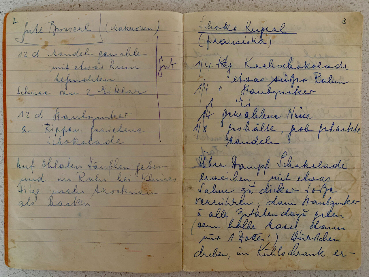 Zwei handgeschriebene Weihnachtsrezepte von meiner Oma