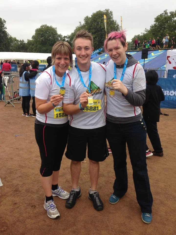 (L-r) Cass Simpson, Paul Fox and Jen Cooley after the Clapham Rough Runner.
