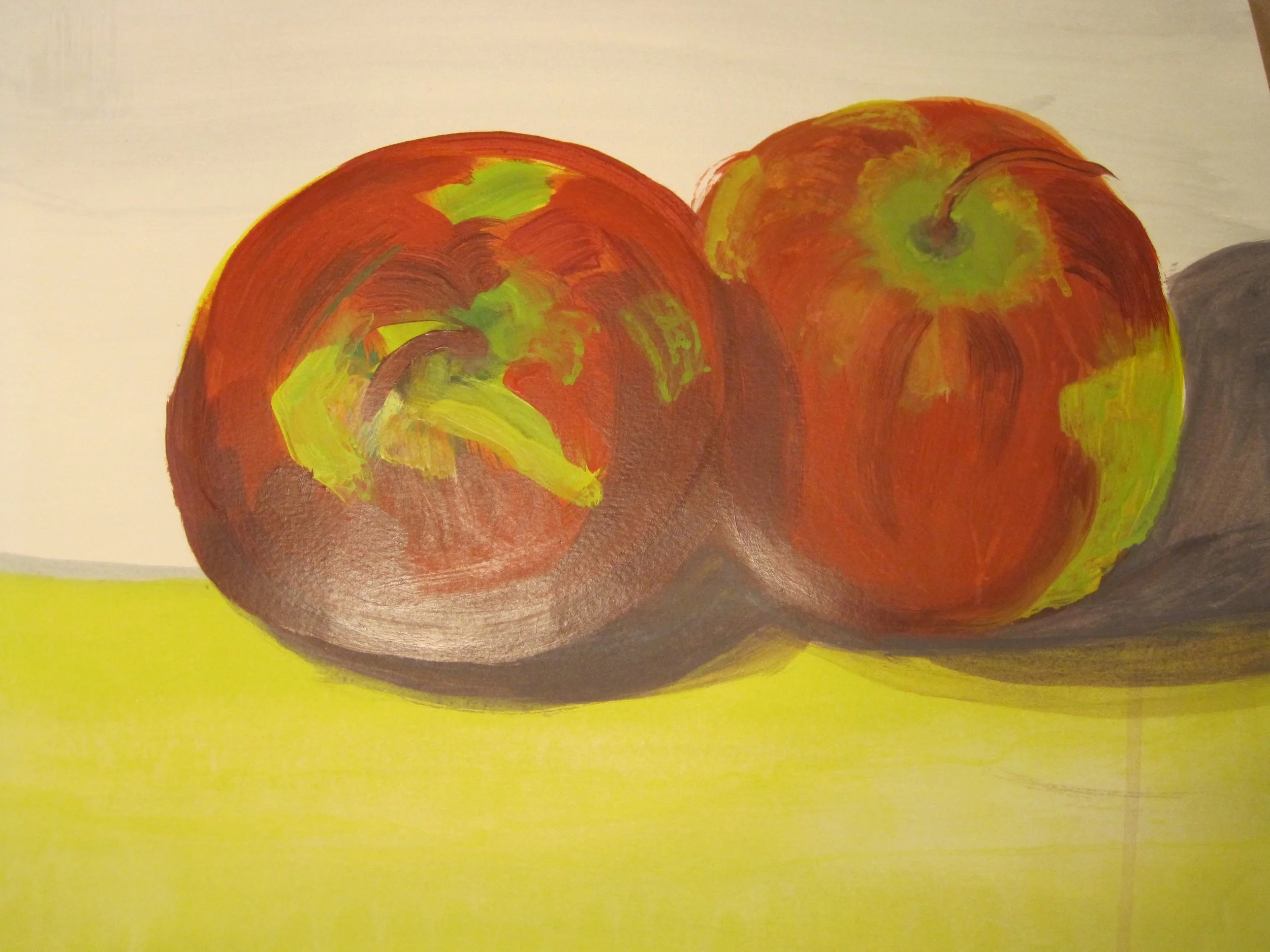 Camille Savage, Apples Forever Immortalized, Acrylic on Paper, 18" x 24"