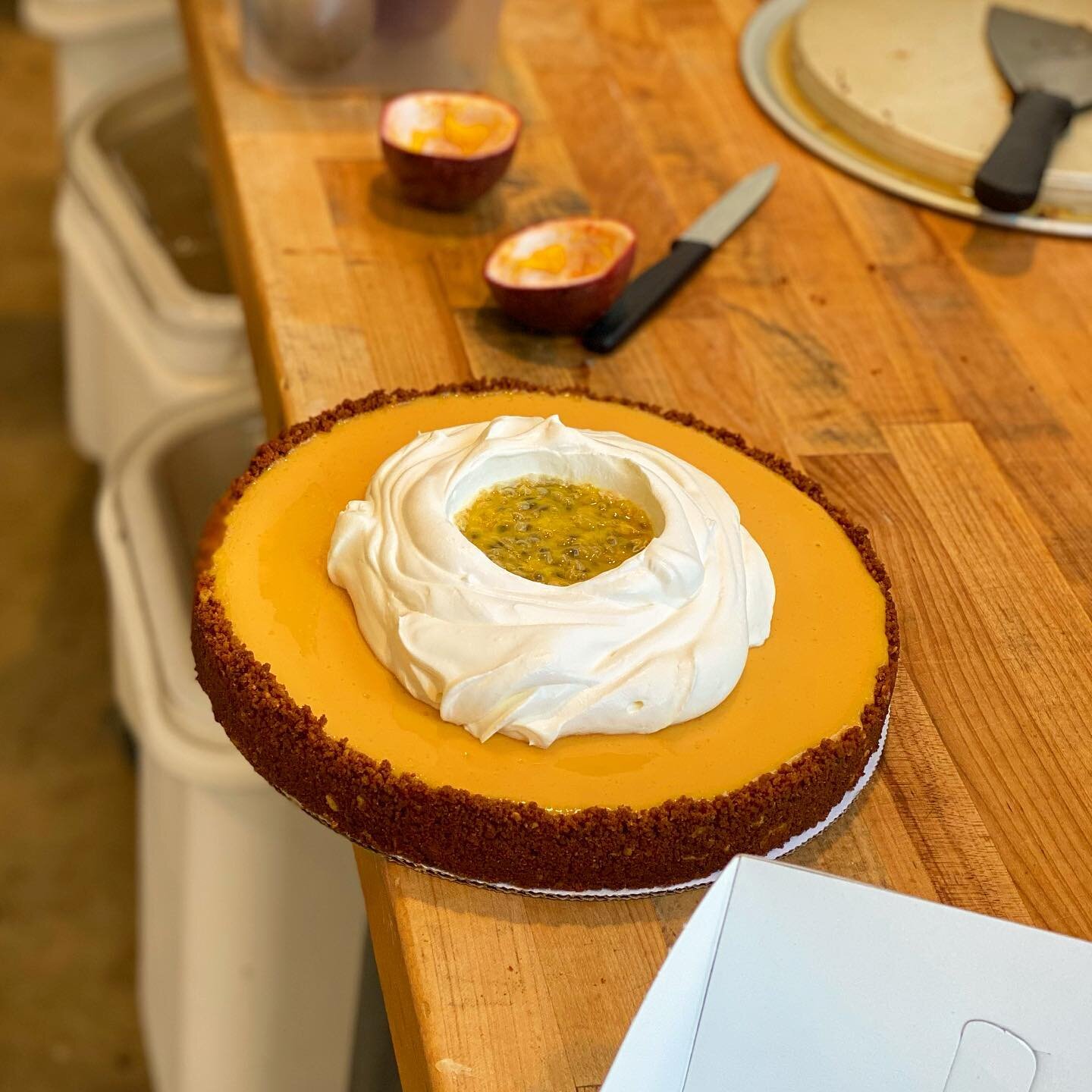 Passion fruit pie by the slice today and whole pies available for pre-order for your at-home holiday.  Email us info@doubtingthomas.la by December 19th. 

Passion fruit custard is baked in a macadamia nut graham crust.  But it&rsquo;s when our scratc