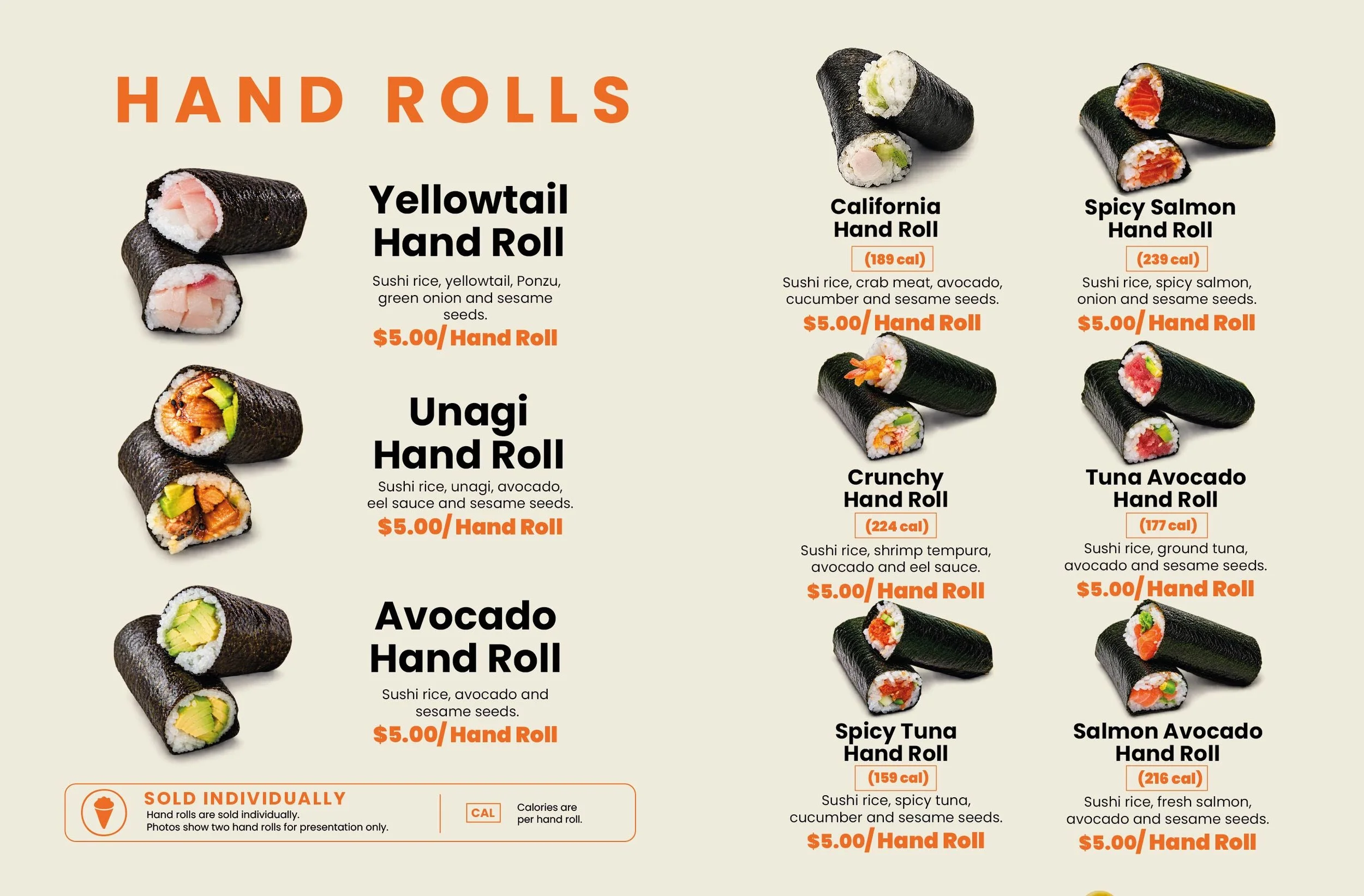 Uroko Poke Menu HandRolls