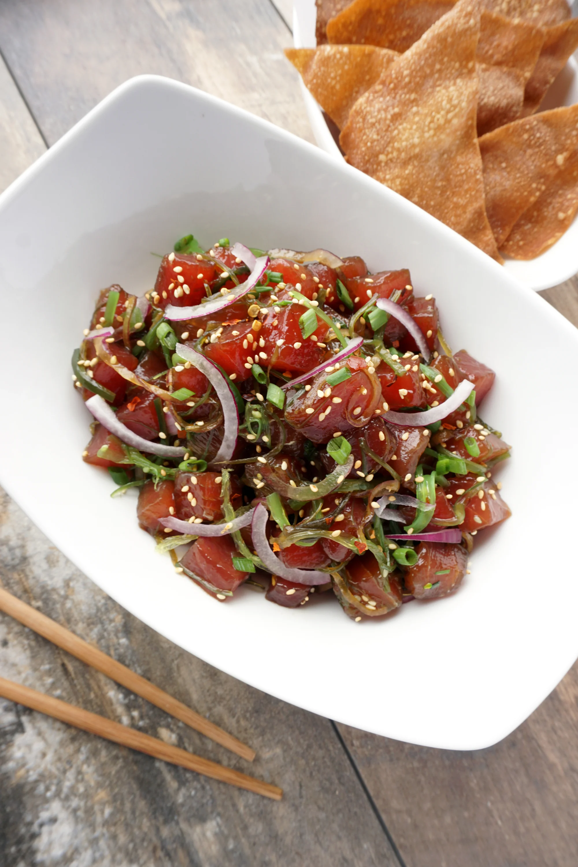 Ahi Poke & Wonton Crisps