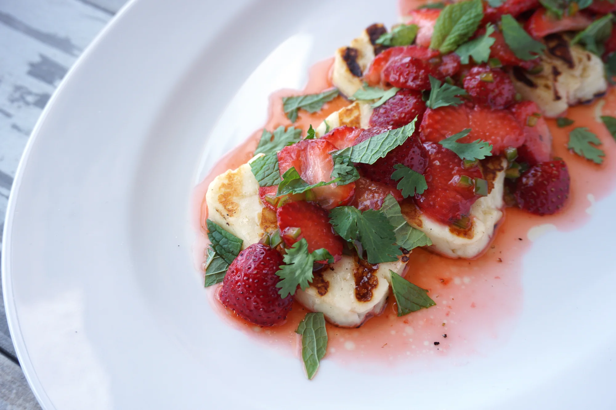 Grilled Halloumi with Herbed Strawberries