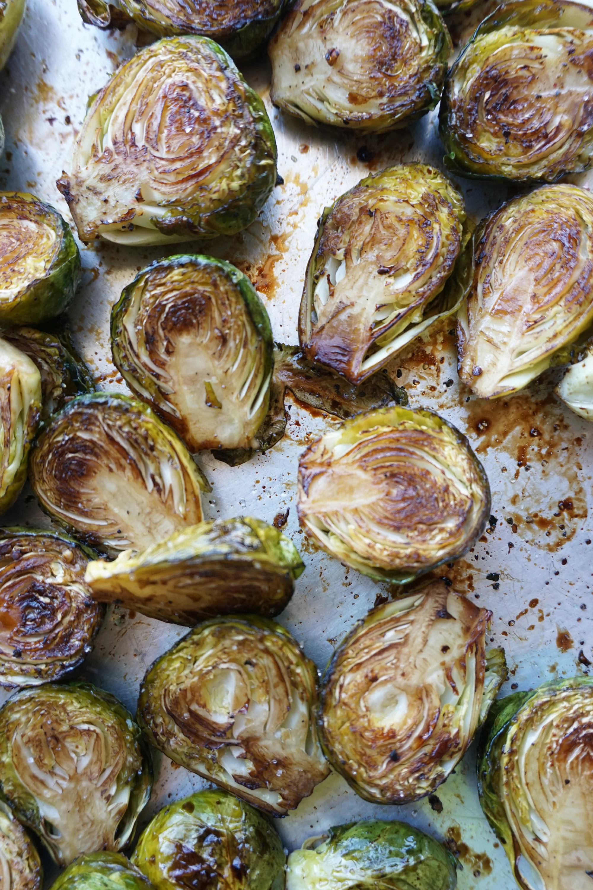 Crispy Balsamic Roasted Brussels Sprouts with Honey