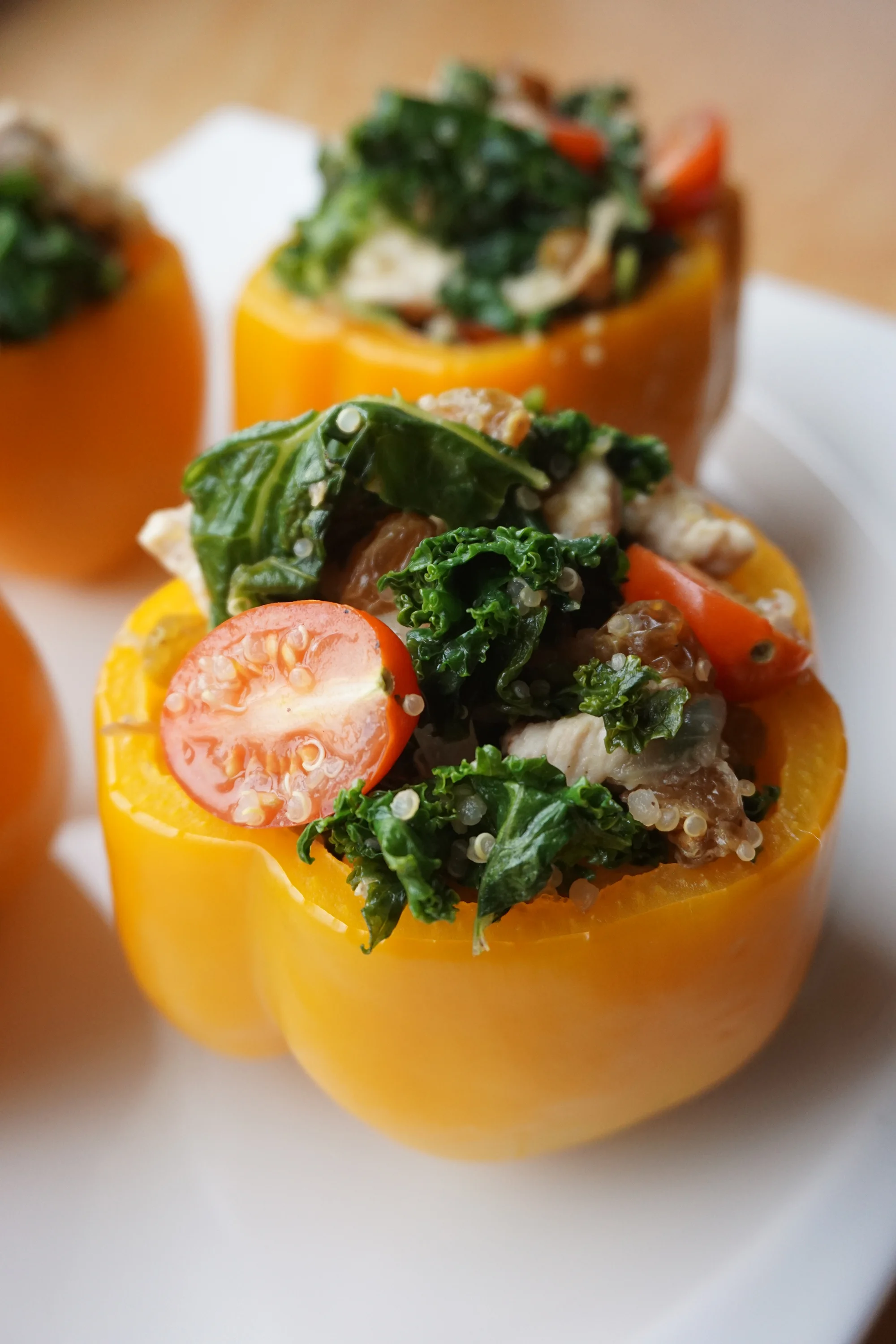 Chicken, Kale & Quinoa Stuffed Peppers