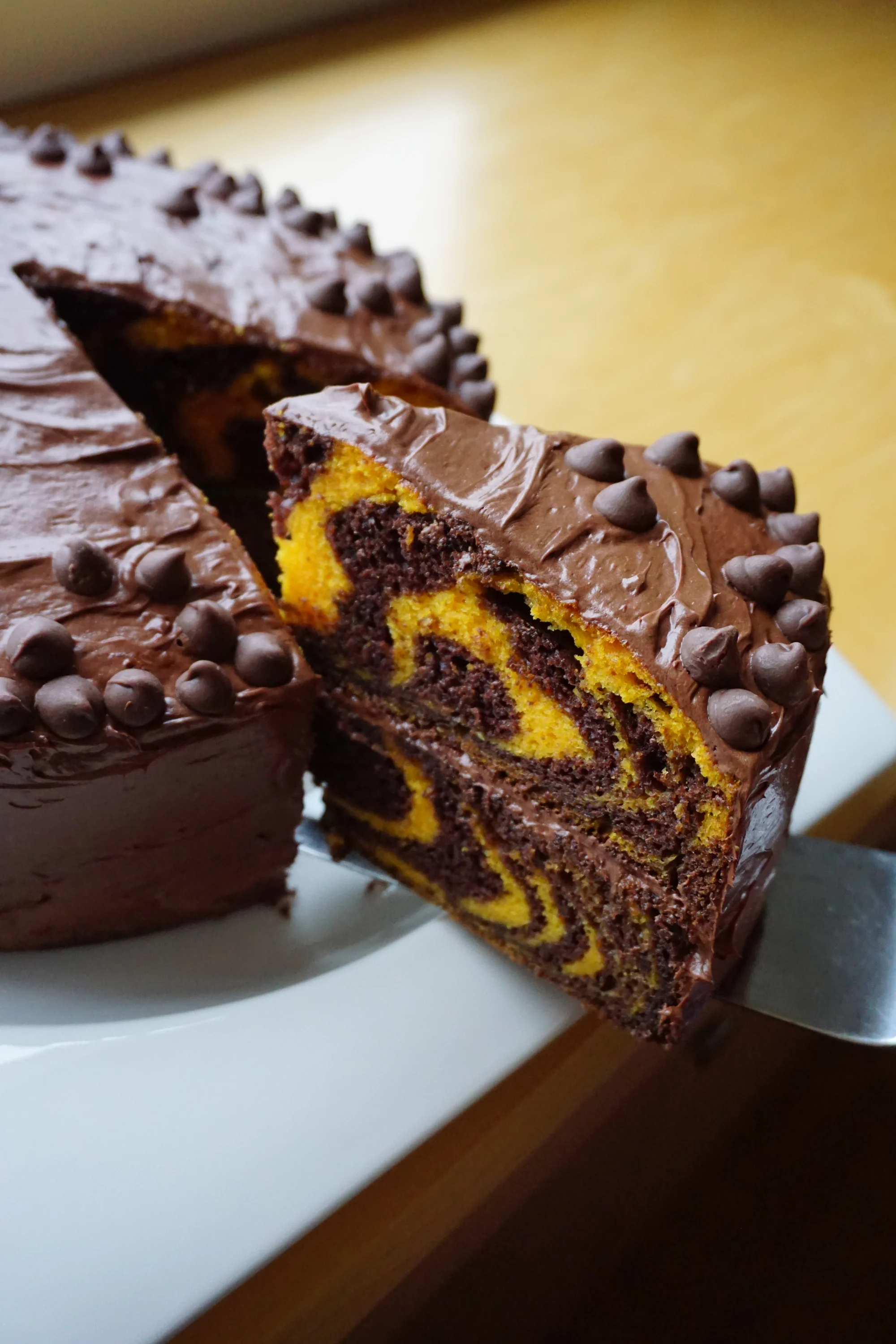 Ridiculously Easy Black & Orange Marbled Cake