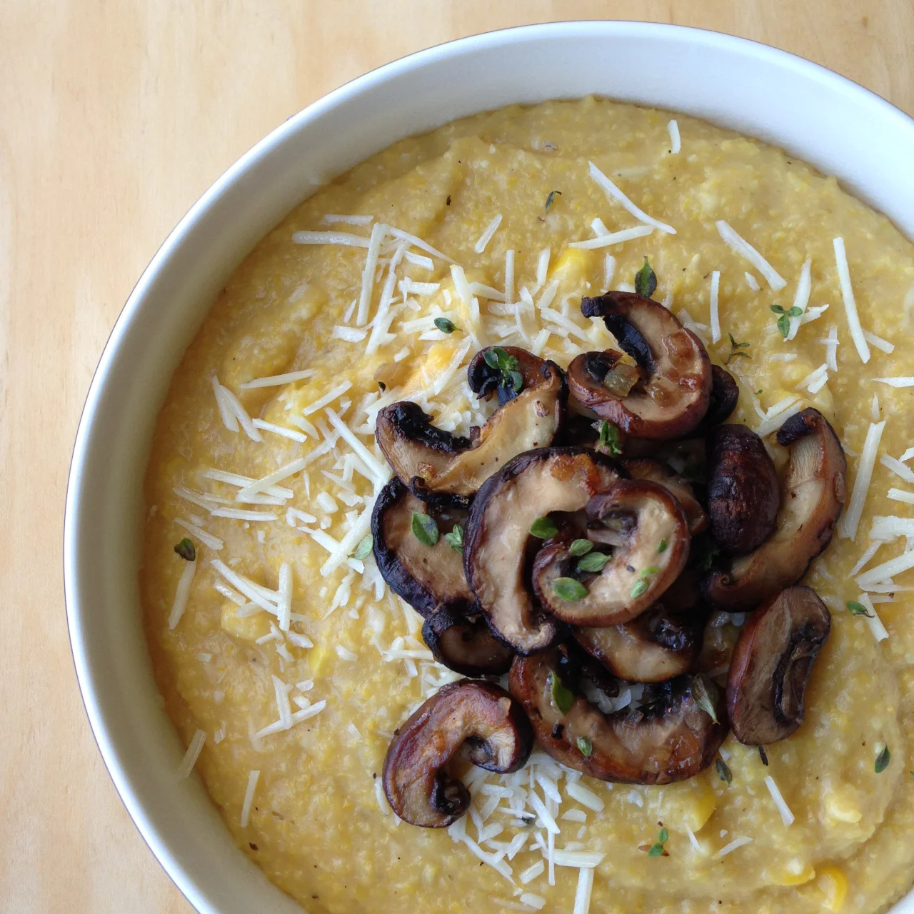 Cheesy Polenta with Lemon Thyme Mushrooms