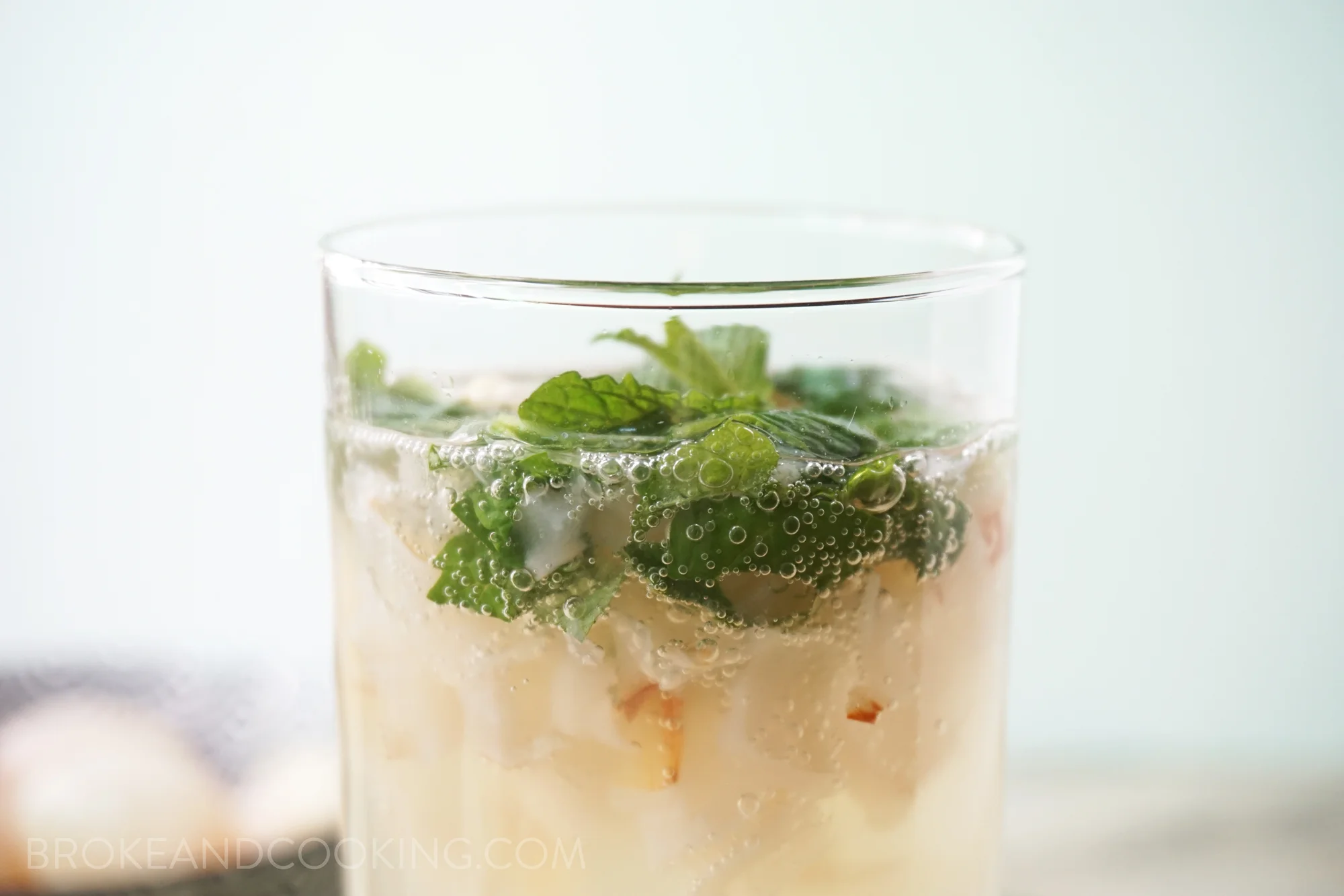 Fizzy and cooling Lychee Ginger Mint Fizz 
