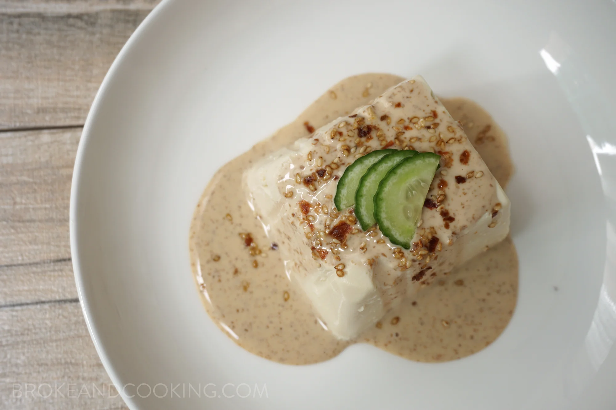 No Cook Japanese Cold Tofu with Sesame Dressing — Broke and Cooking