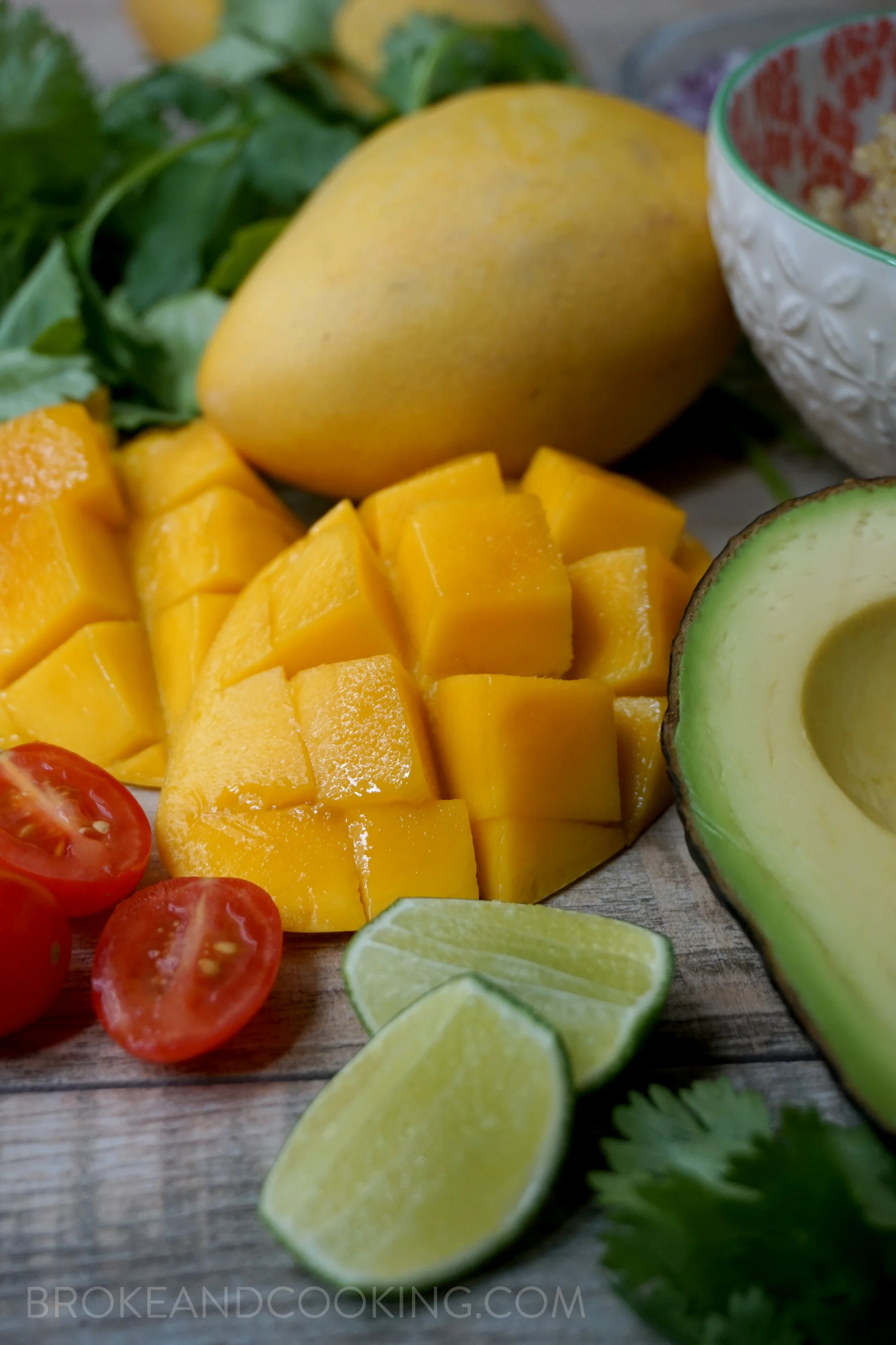 Broke and Cooking Mango Avocado Quinoa Salad with Lime Vinaigrette 4