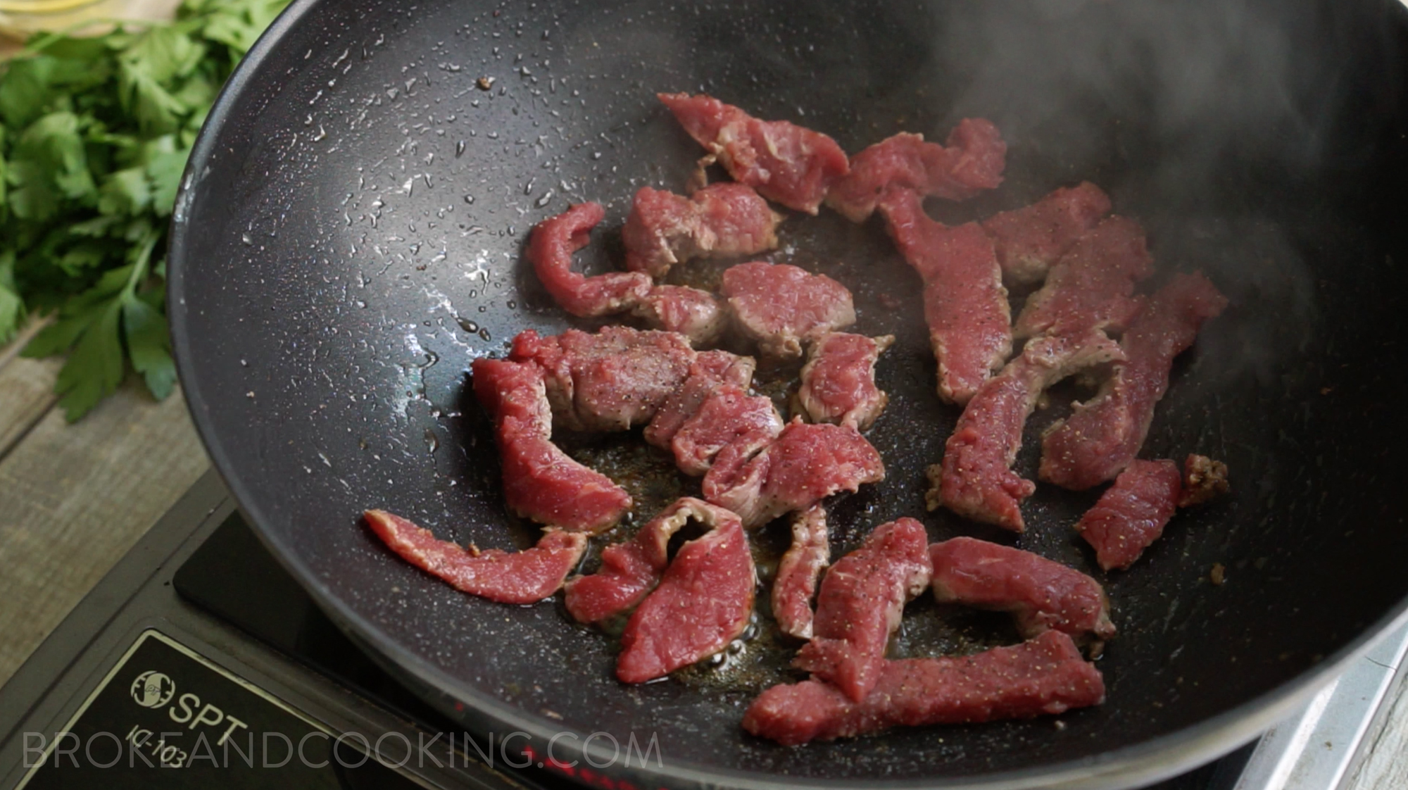 Skinny Beef Stroganoff Recipe by Broke and Cooking - www.brokeandcooking.com