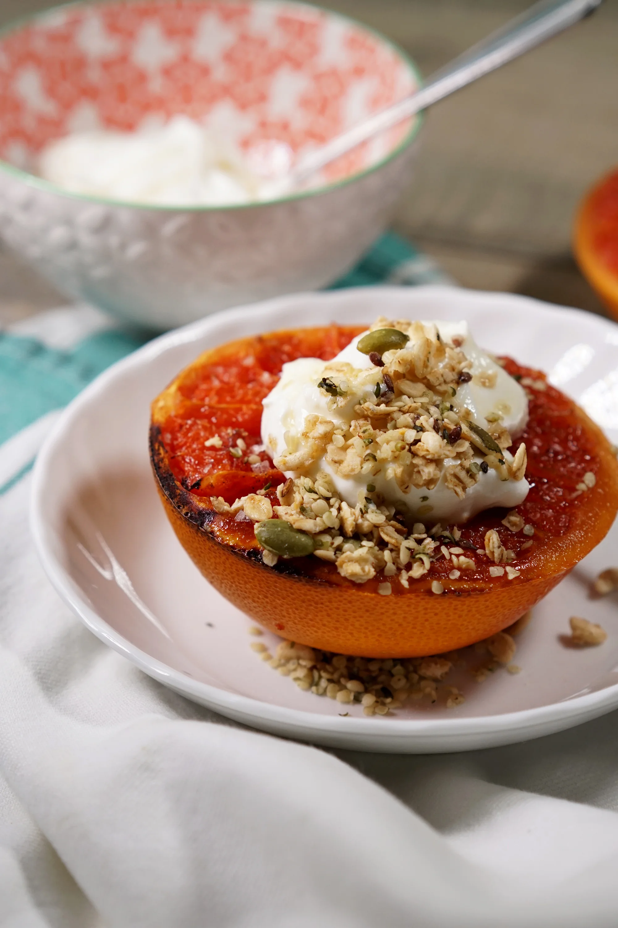 Broiled Grapefruit with Honeyed Yogurt and Granola