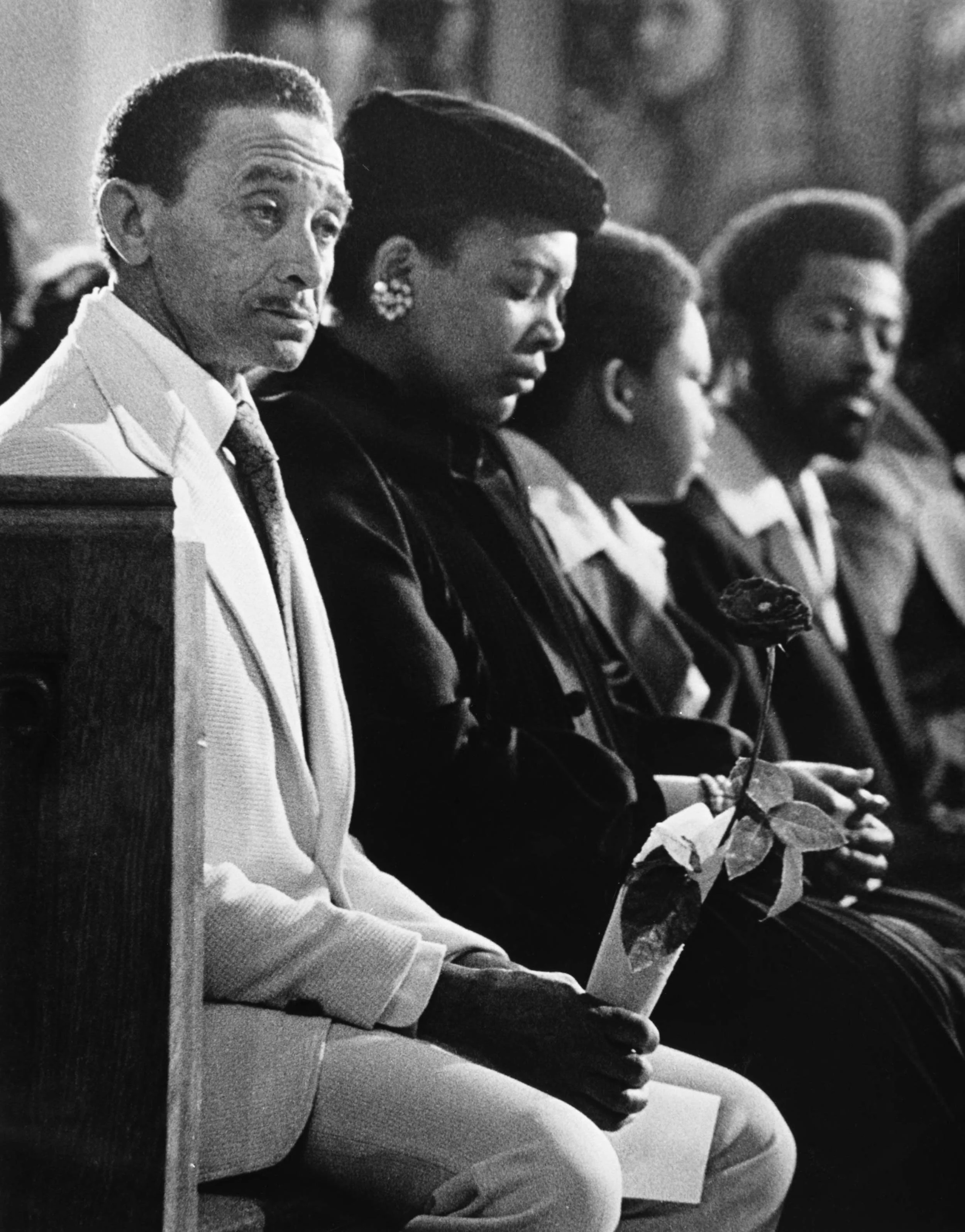 Father of murder victim Patrick Baltzar at the funeral service. Photograph by George Clark (1981) Atlanta Journal-Constitution Photographic Archives. Special Collections and Archives, Georgia State University Library.