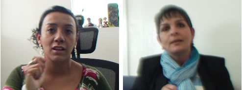 De izquierda a derecha / Ángela Sánchez, Directora Científica de NeuroRehabilitar. Dayra Saavedra, vocera de las madres que buscan acceso a la atención integral para el autismo.