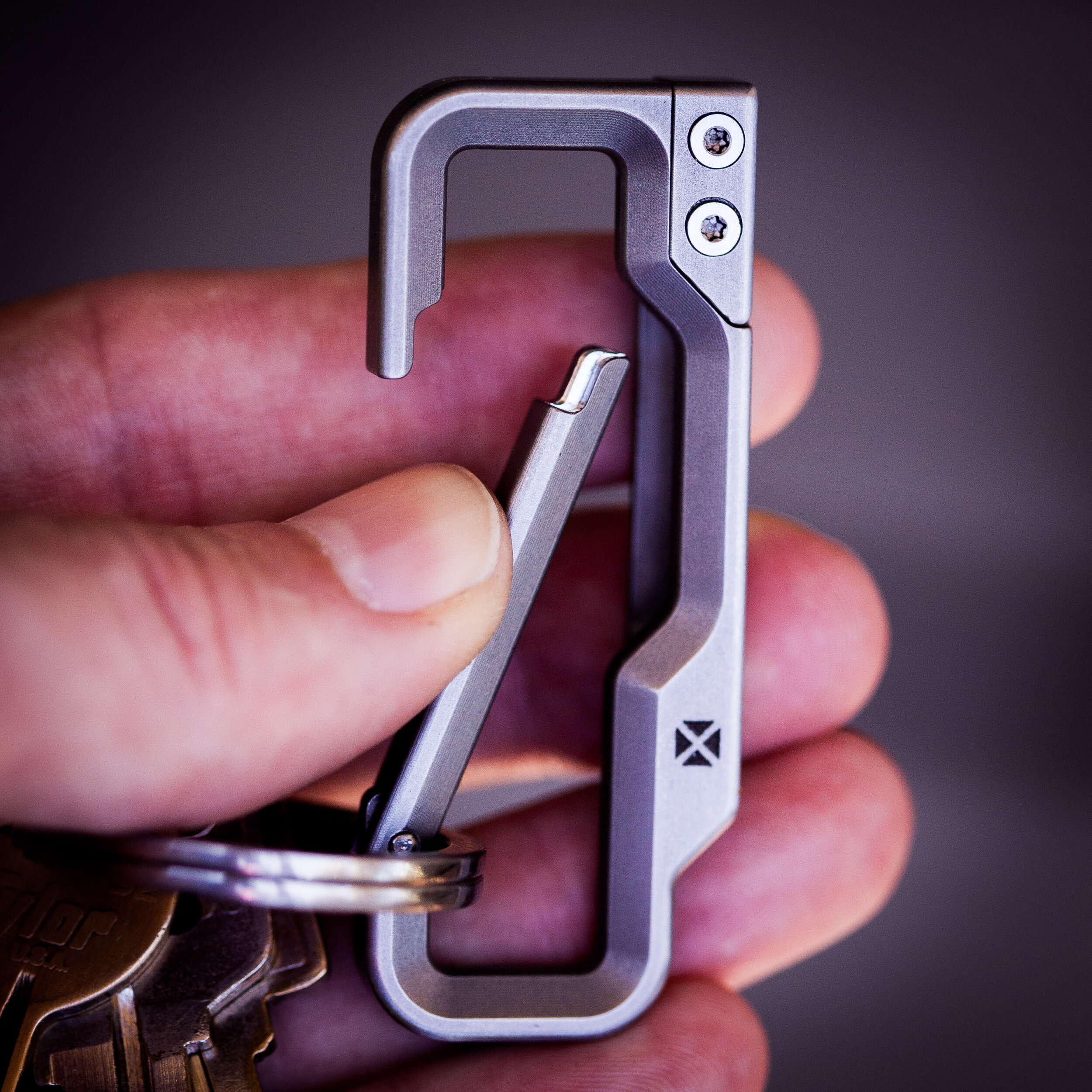 Knowza Titanium Heavy Duty Carabiner Keychain EDC Quick Release Hooks with Titanium Key Ring, Adult Unisex, Size: One size, Black