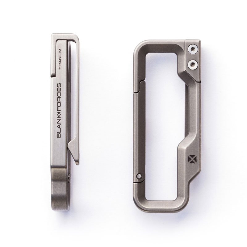 EDC Titanium HyperLink carabiner keychain side and front view.