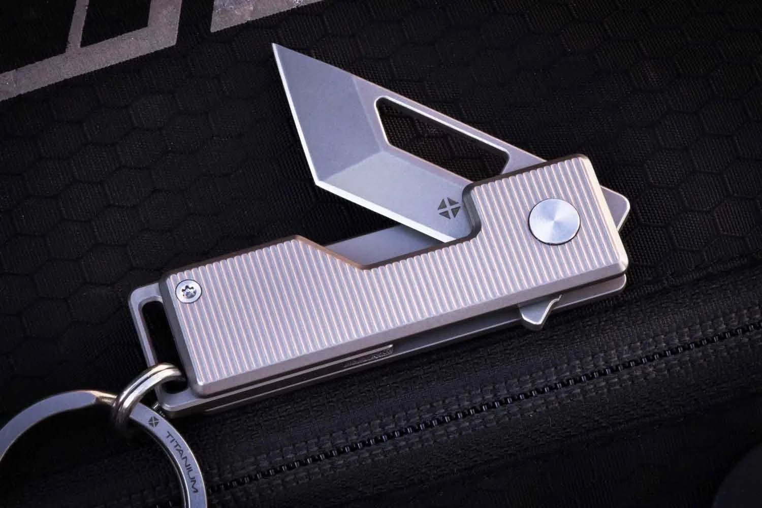 Vector version of the Pocket Tanto EDC Keychain knife attached to keyring.