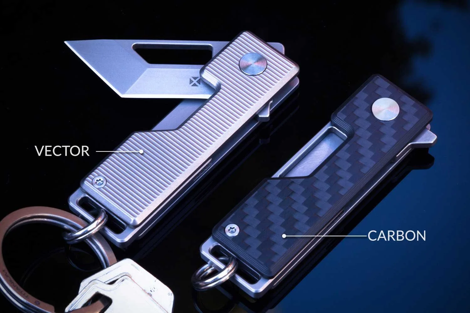 Comparing the Vector and Carbon versions of the Pocket Tanto Keychain knife.
