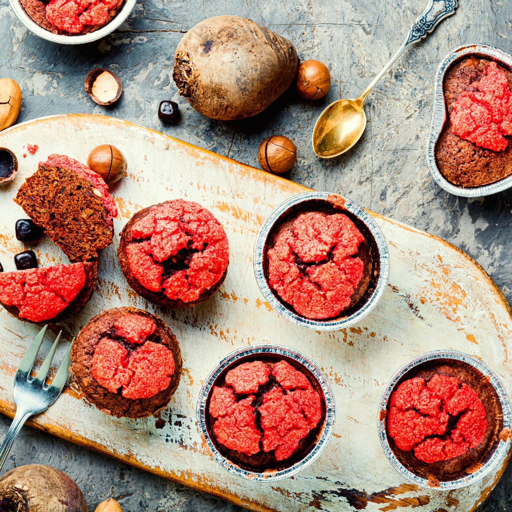 Beetroot, Cacao and Chia Seed Muffins