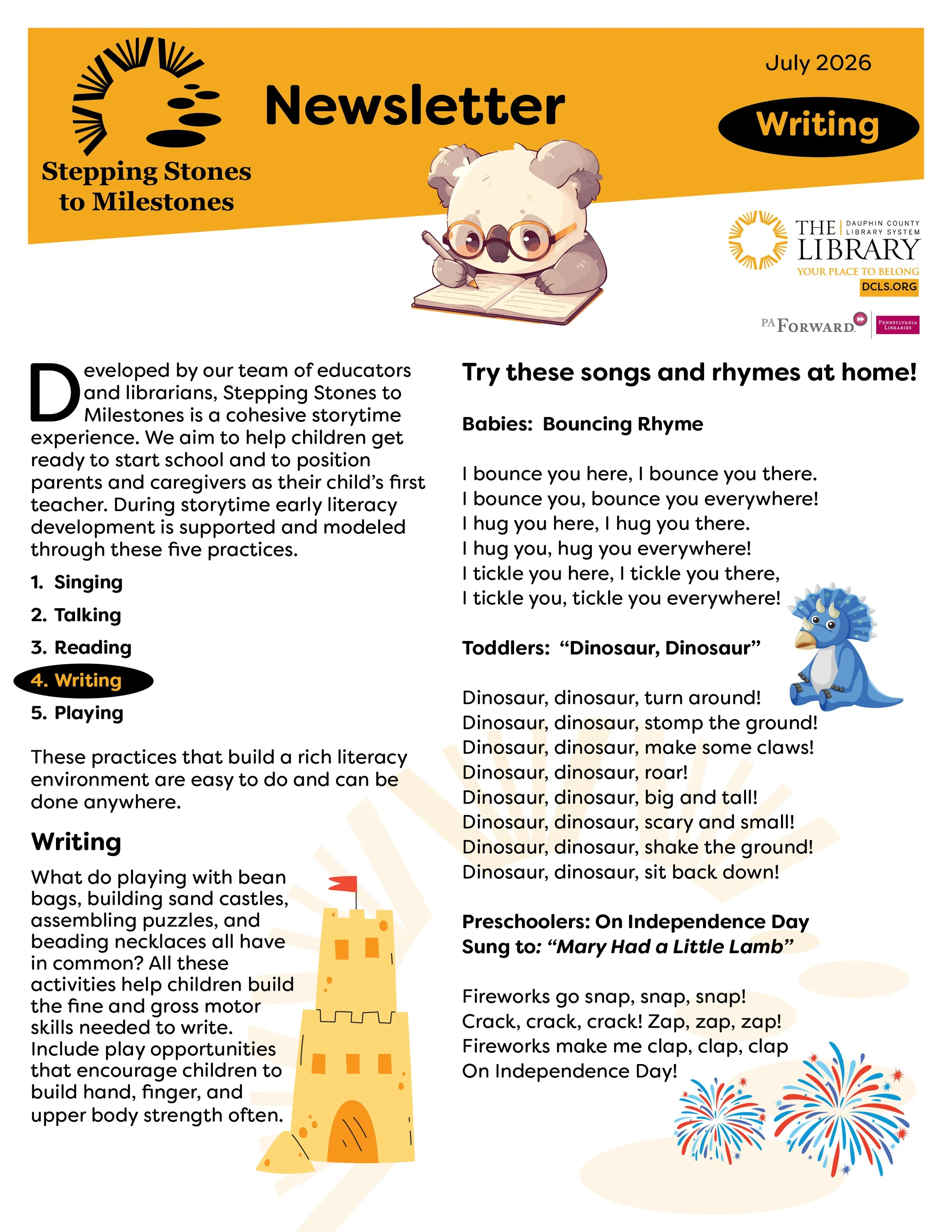 Stepping Stones to Milestones Newsletter