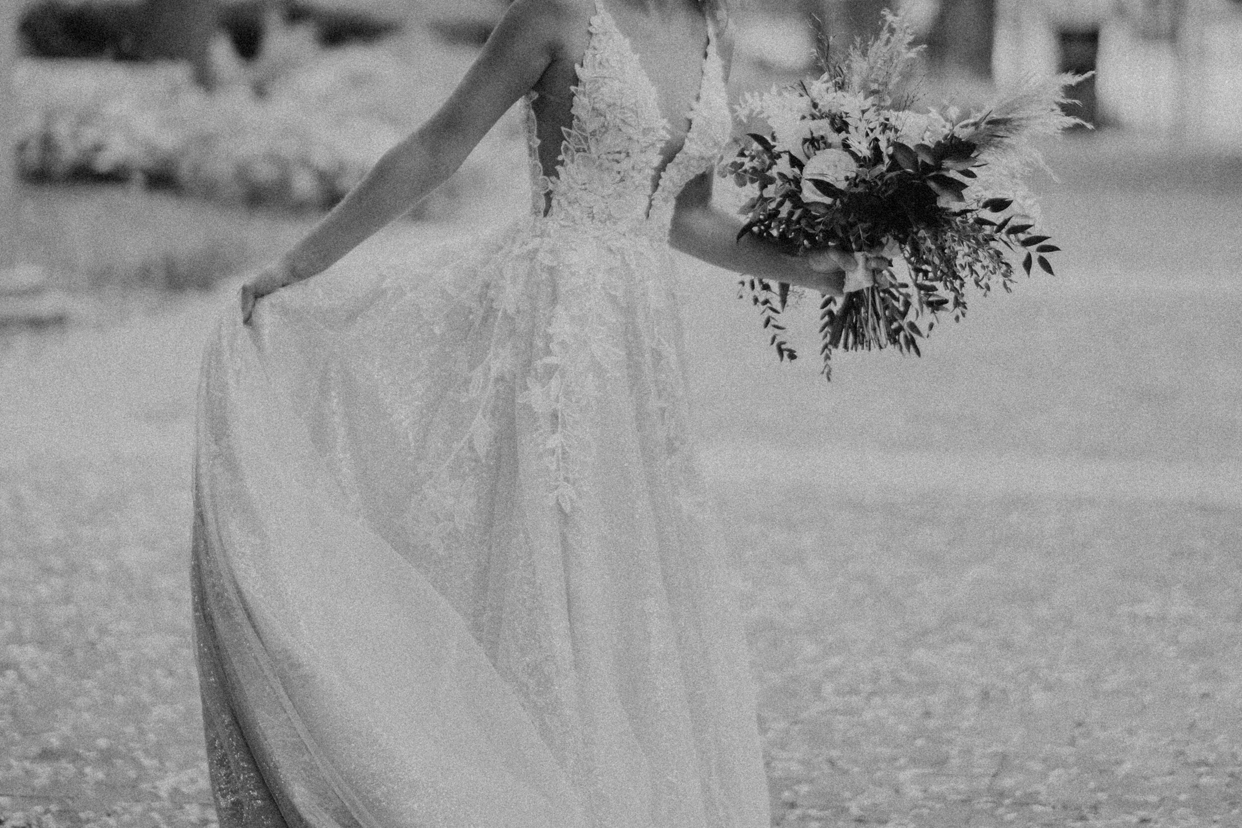 experimental wedding photography bridal portrait black and white
