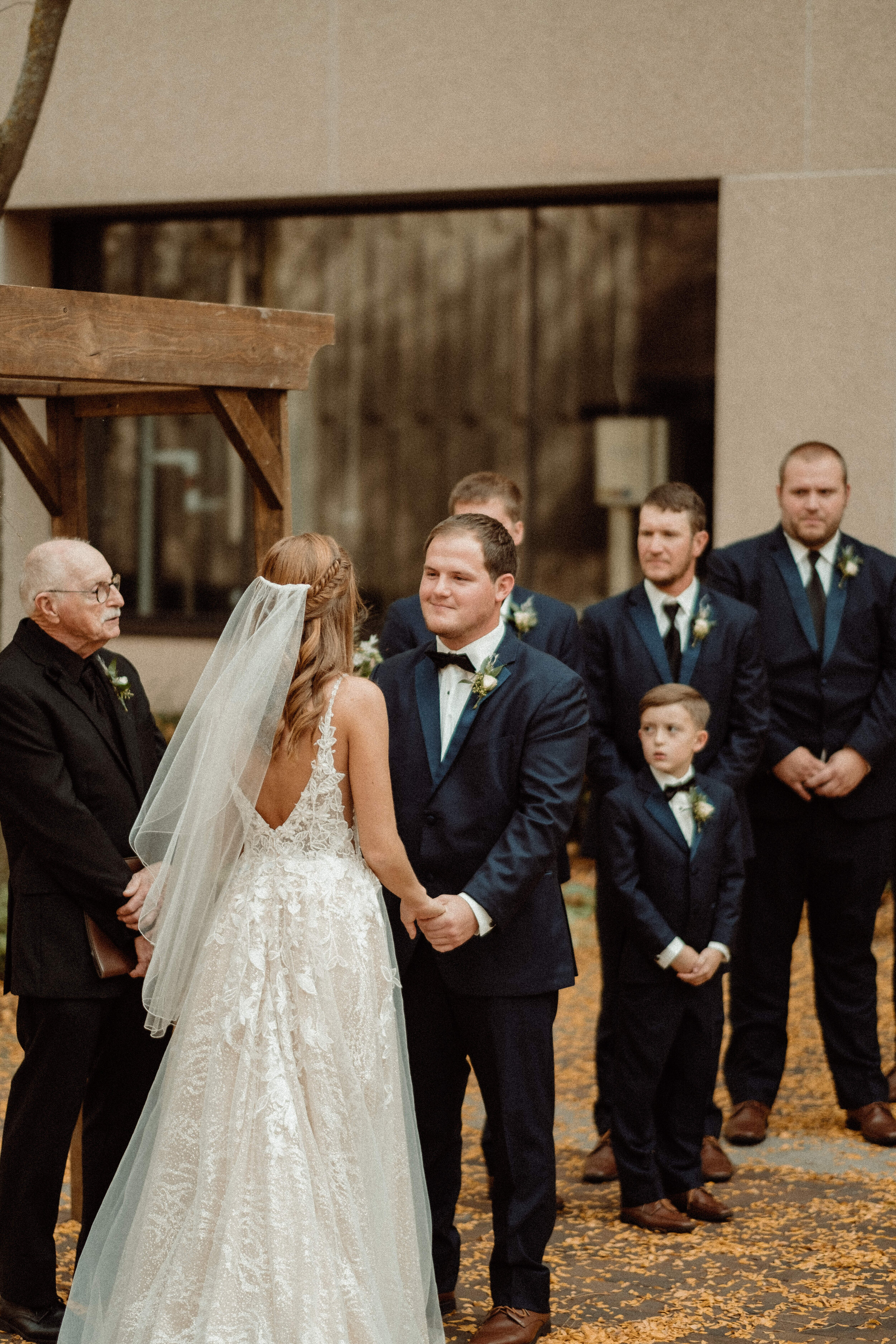 outdoor wedding ceremony Maytag event complex autumn September