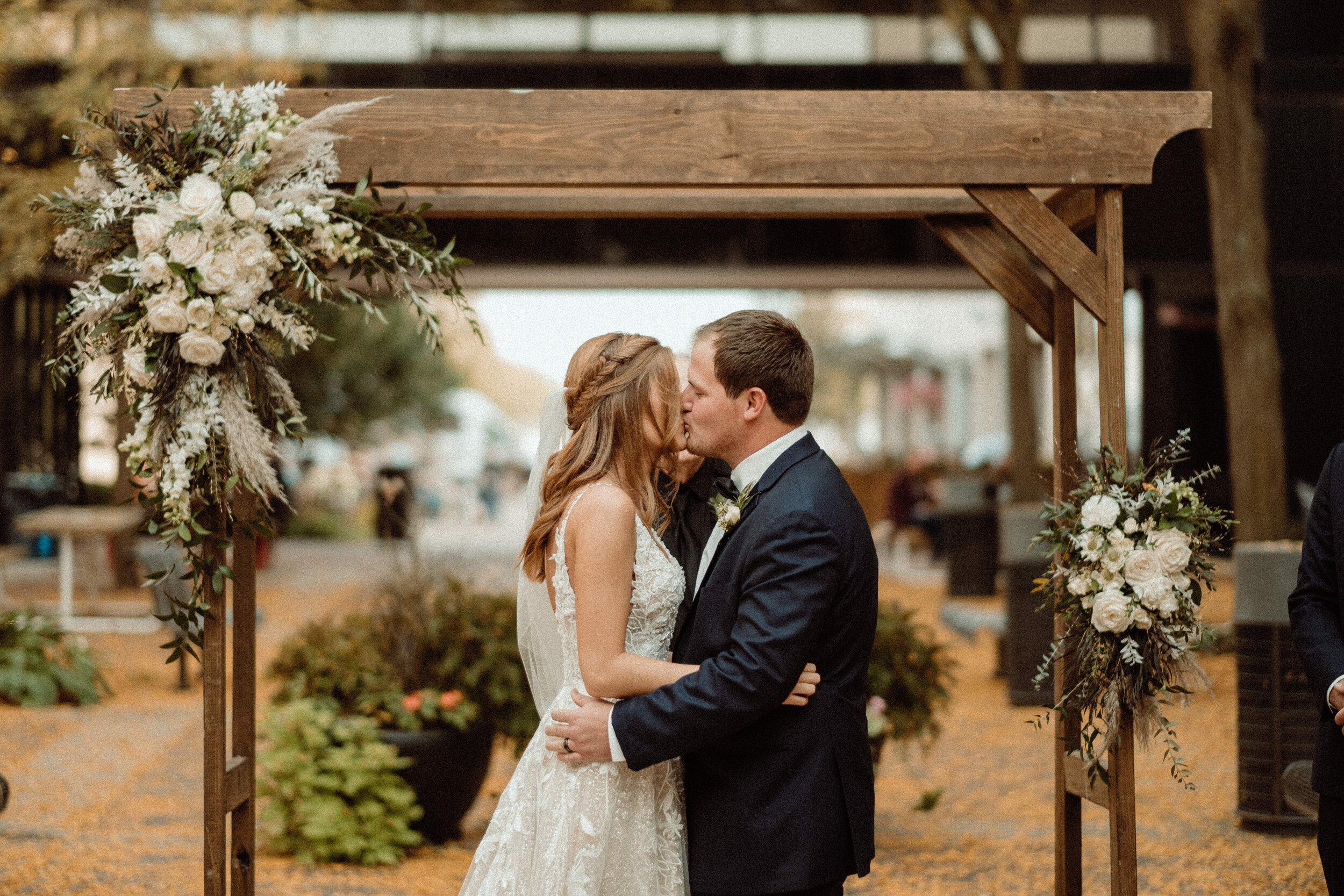 outdoor wedding ceremony Maytag event complex autumn