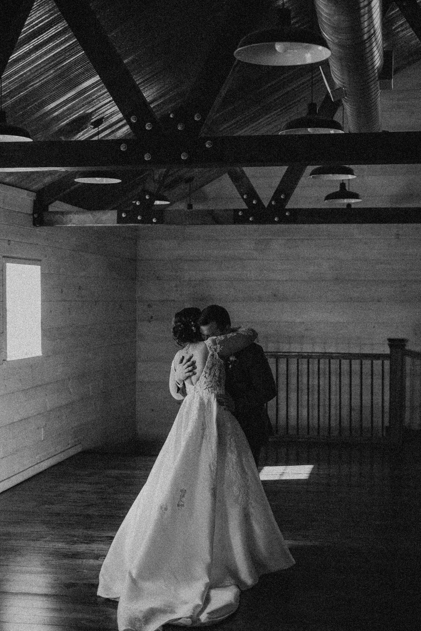 Silver Spoon Barn first look with bride and groom upstairs