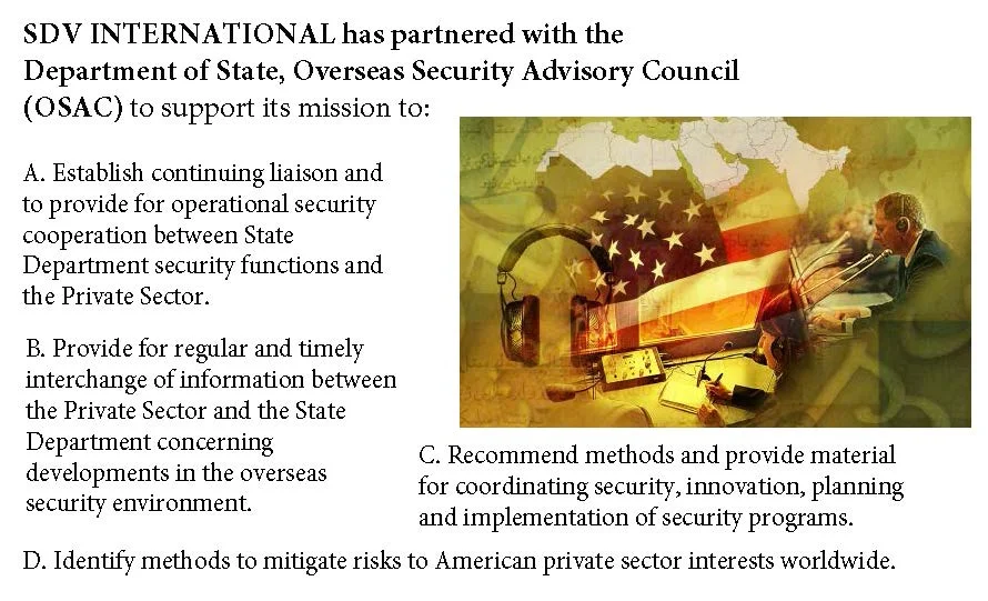 SDV INTERNATIONAL partners with Department of State, Overseas Security Advisory Council (OSAC) 