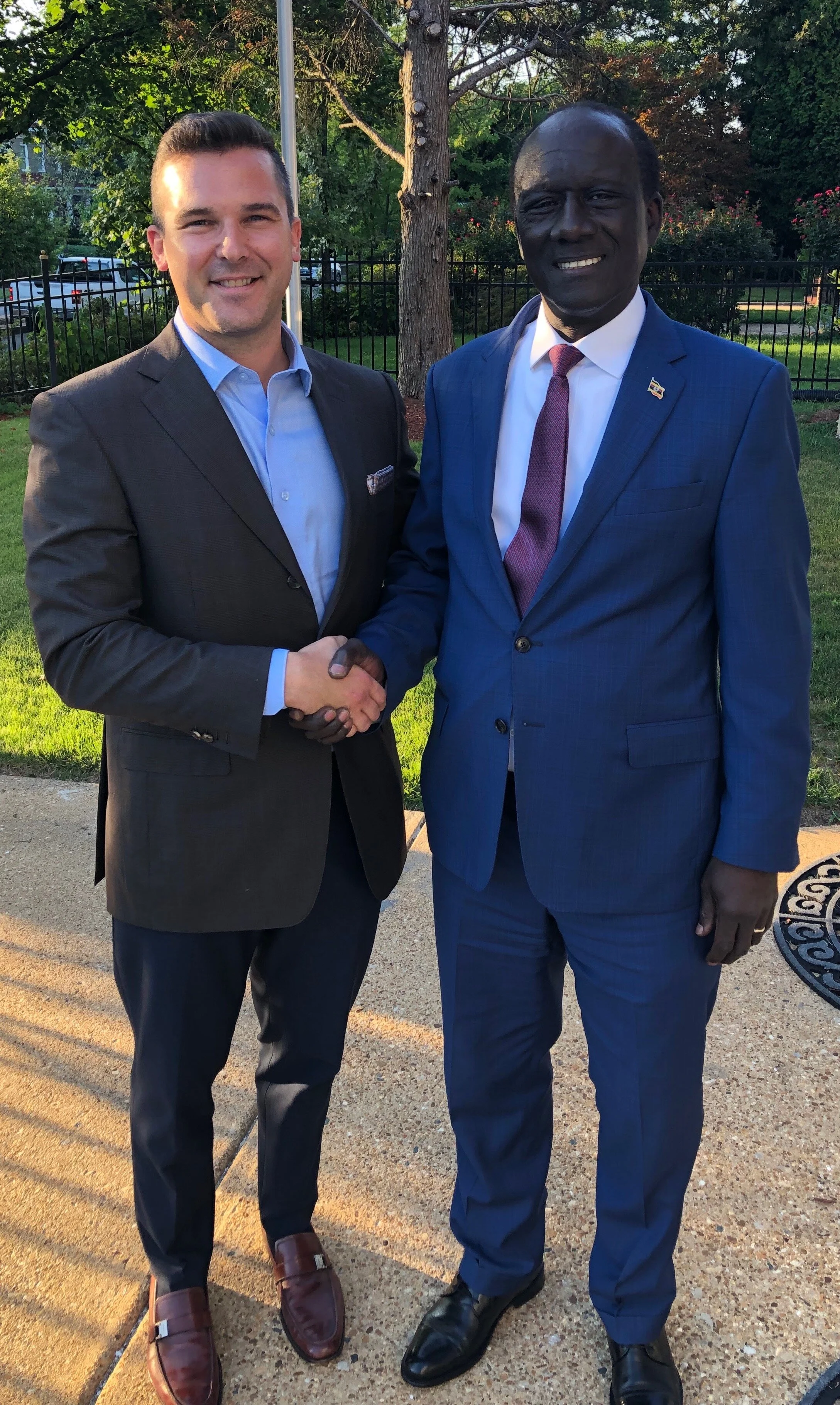 Image: SDV INTERNATIONAL President, Jason Roys, with Ambassador of the Republic of Uganda to U.S.A., Mull Sebujja Katende.