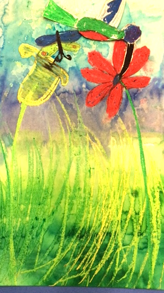 Student Sample of watercolor resist art project.