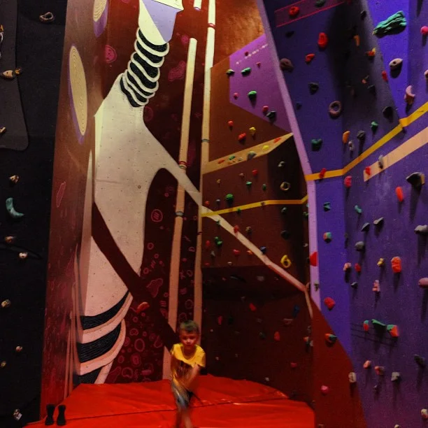 2 panel x 9m tall mural. Commissioned by City Summit Rock Climbing, Malaga.