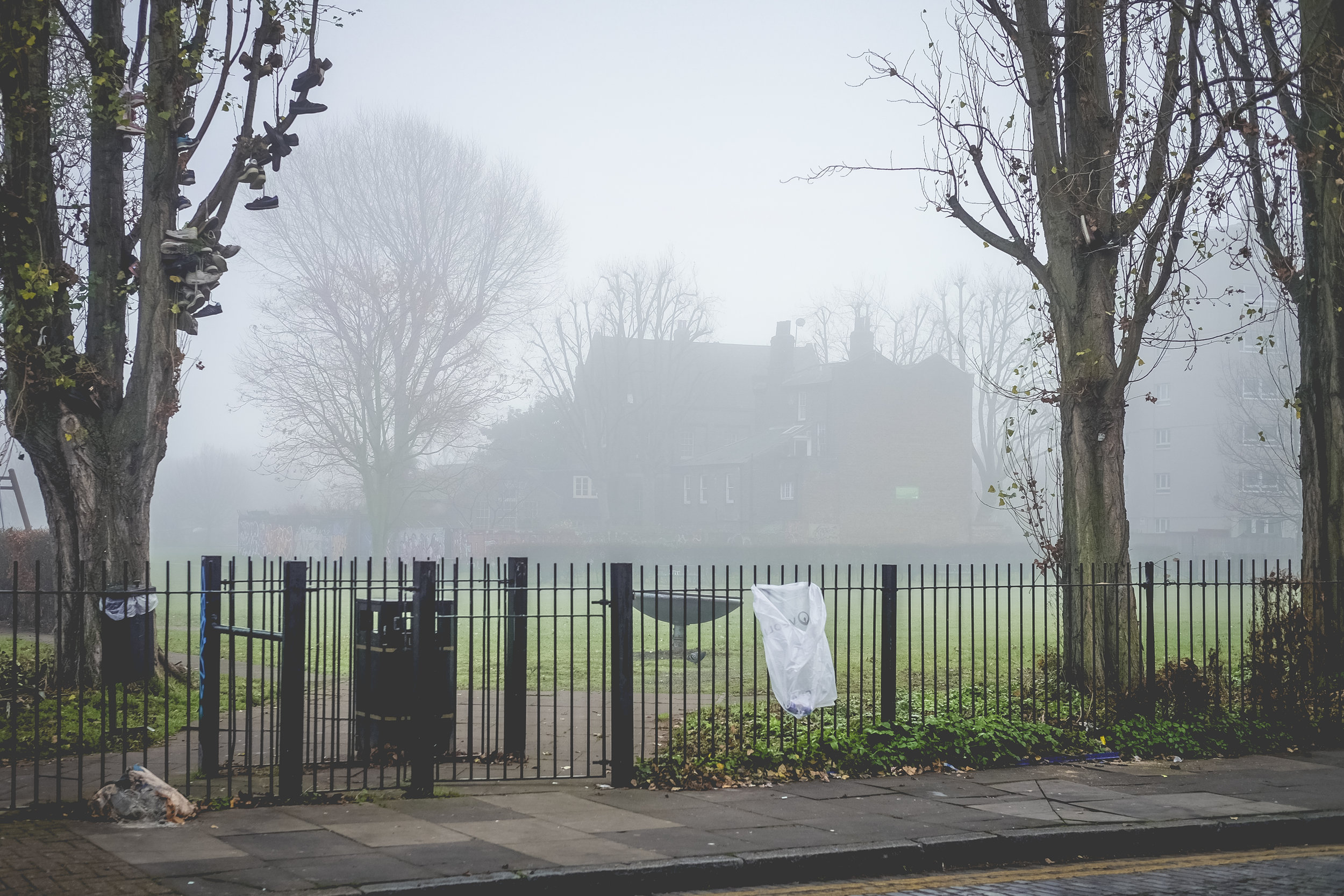 Spooky park behind Brick Lane