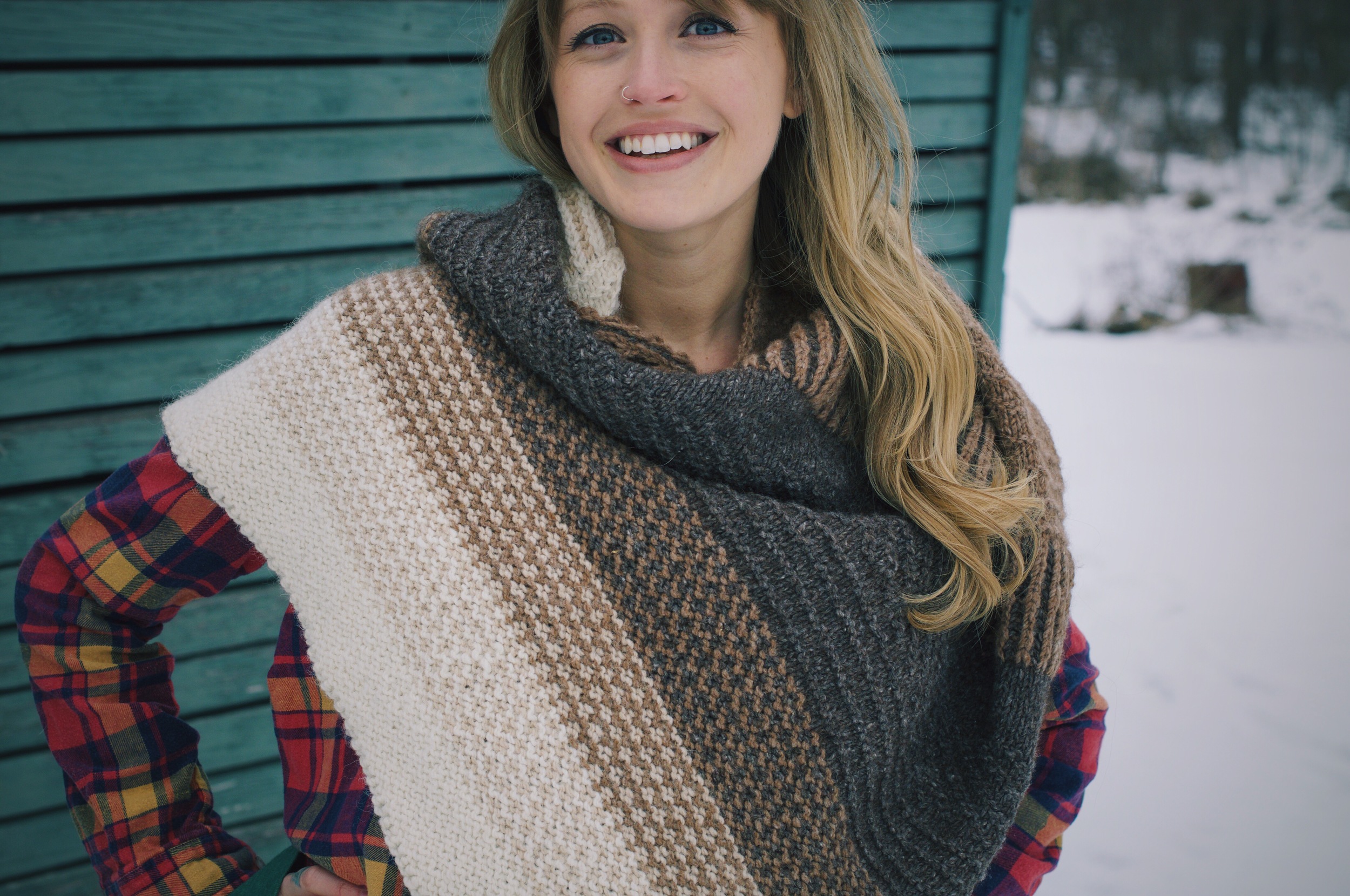 Utilizing slip stitches to form a tweed pattern that melted from one color to the next!