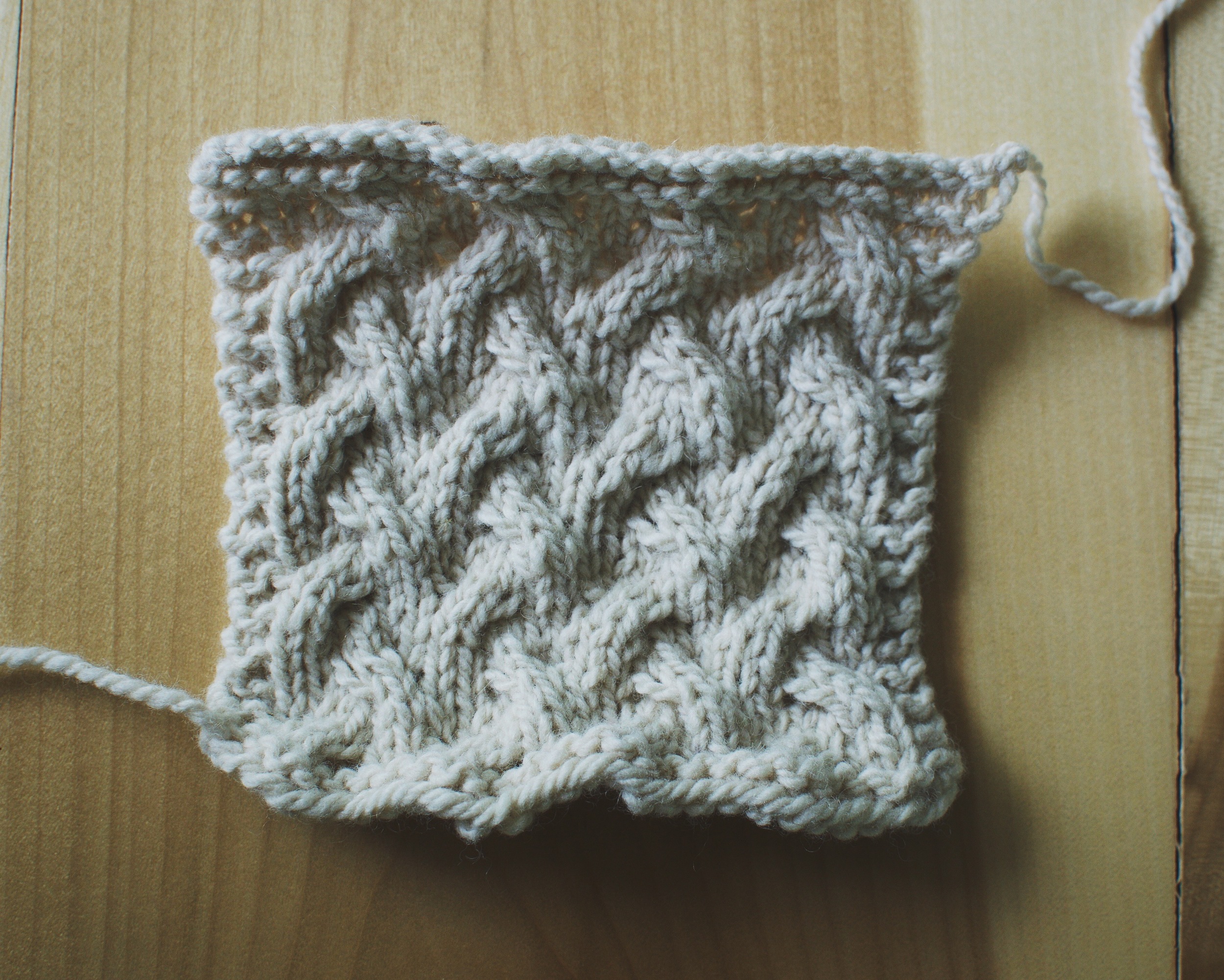 My swatch BEFORE blocking.