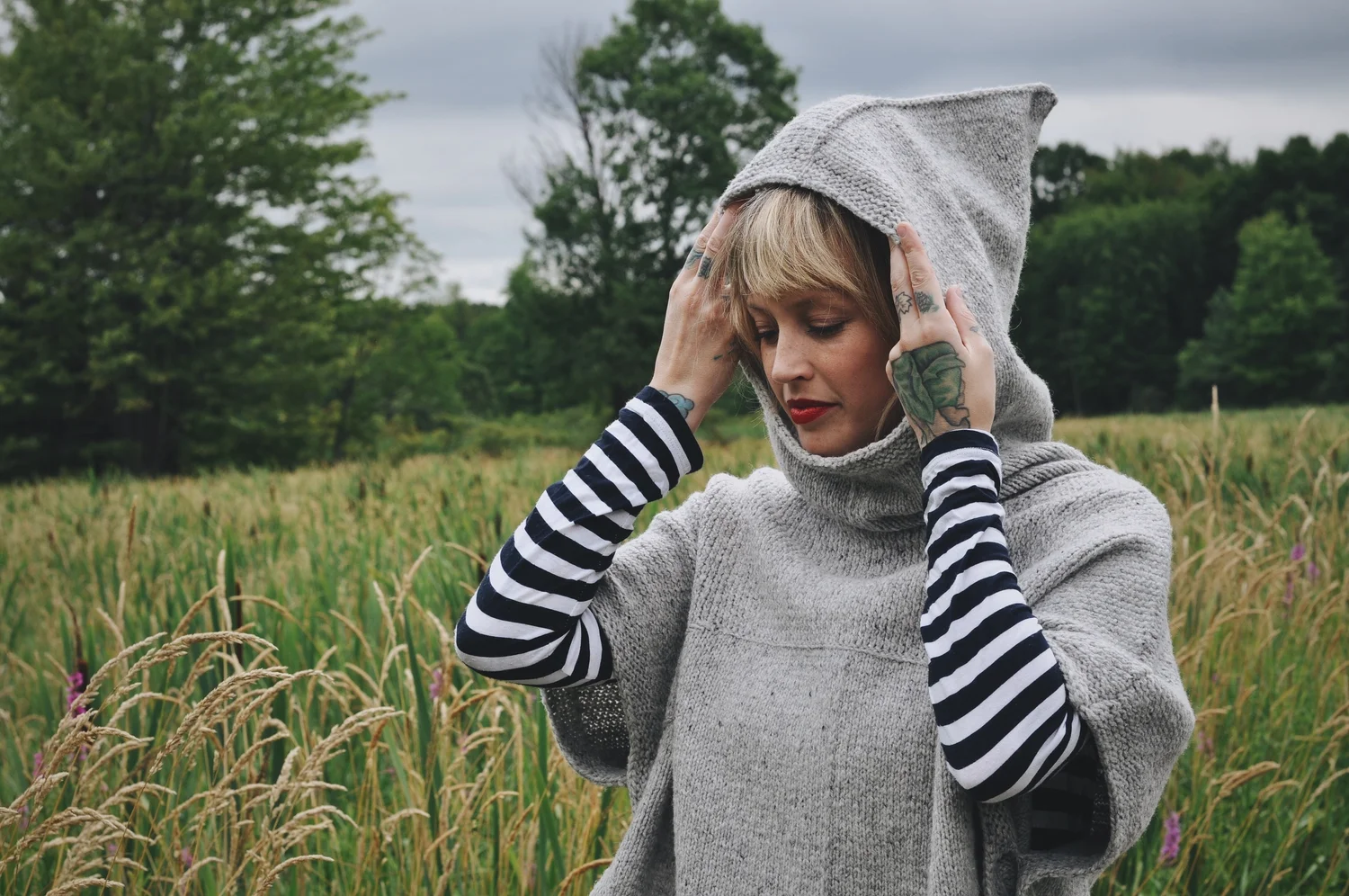 ニット/セーター little suzie/Hoodie Knit Poncho Poncho, Superkid Seta, Cosmo by Lana Grossa - Poncho Knitting