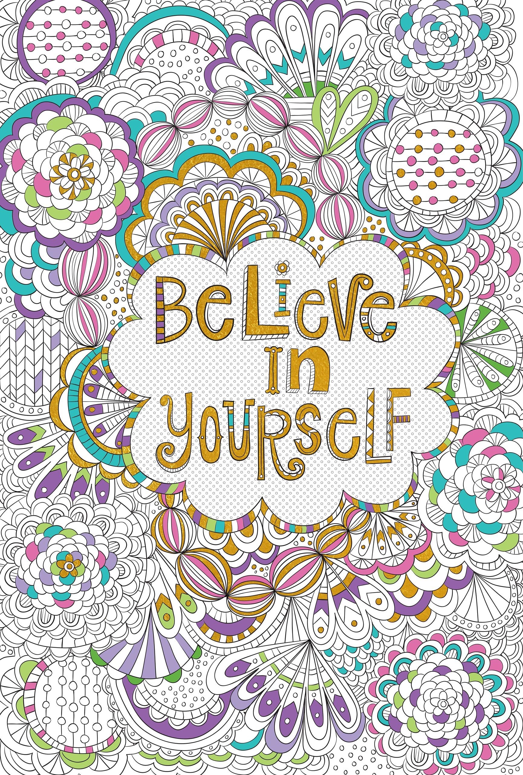 Believe in Yourself Gold Foil Coloring Poster