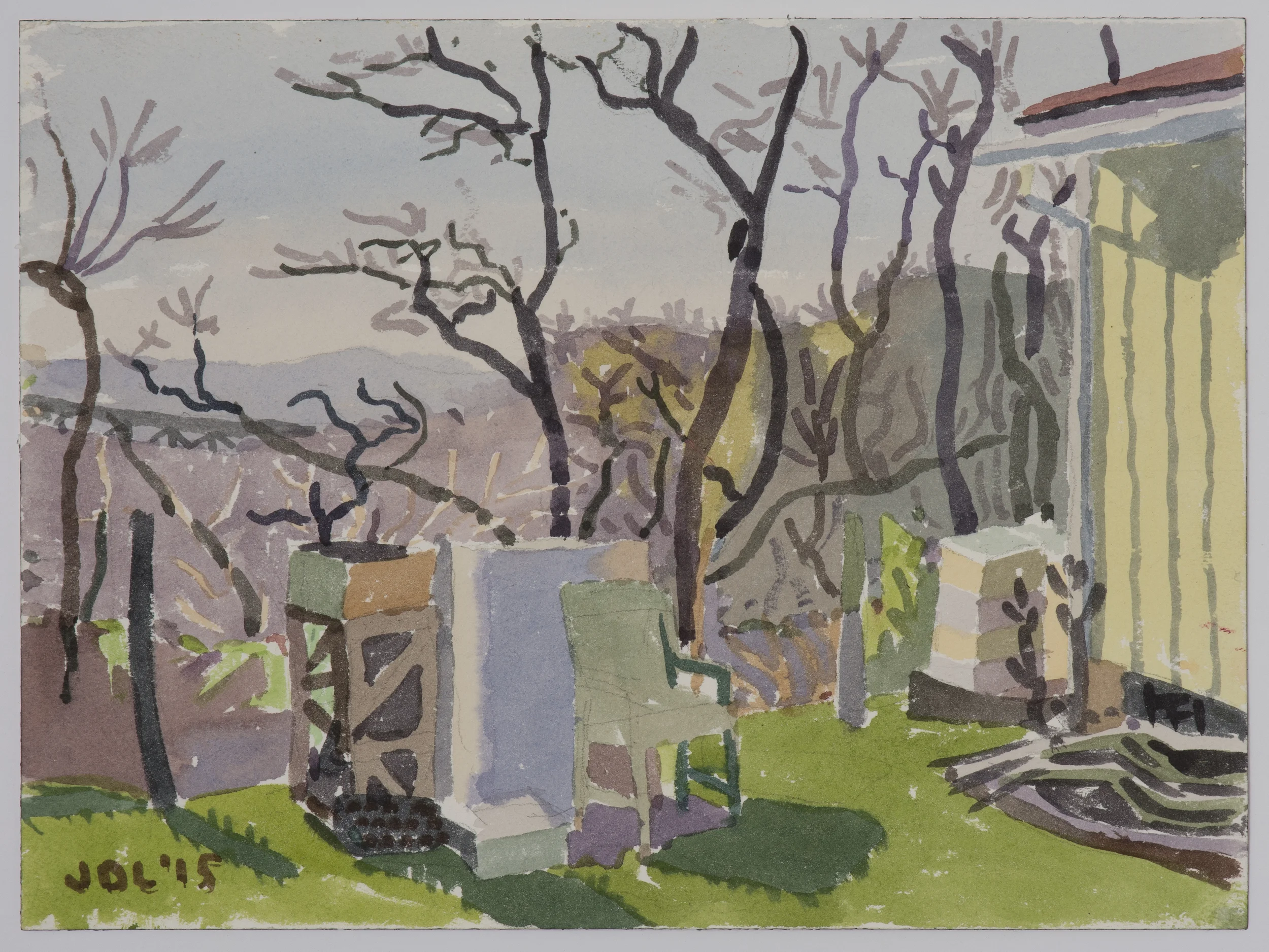    South with Studio  . 2015.  Watercolor, 9 x 12 inches. 