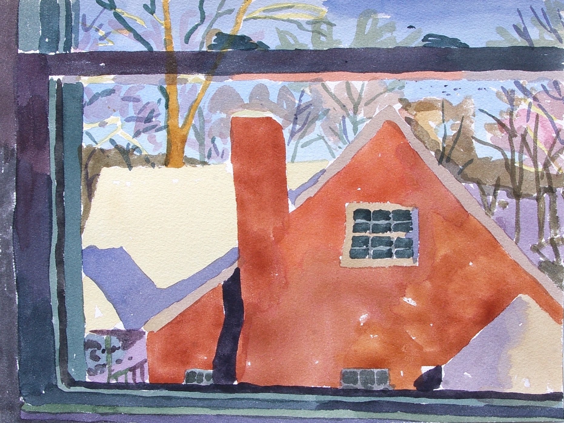   Bedroom (winter) , 2022  9 x 12 inches, watercolor 