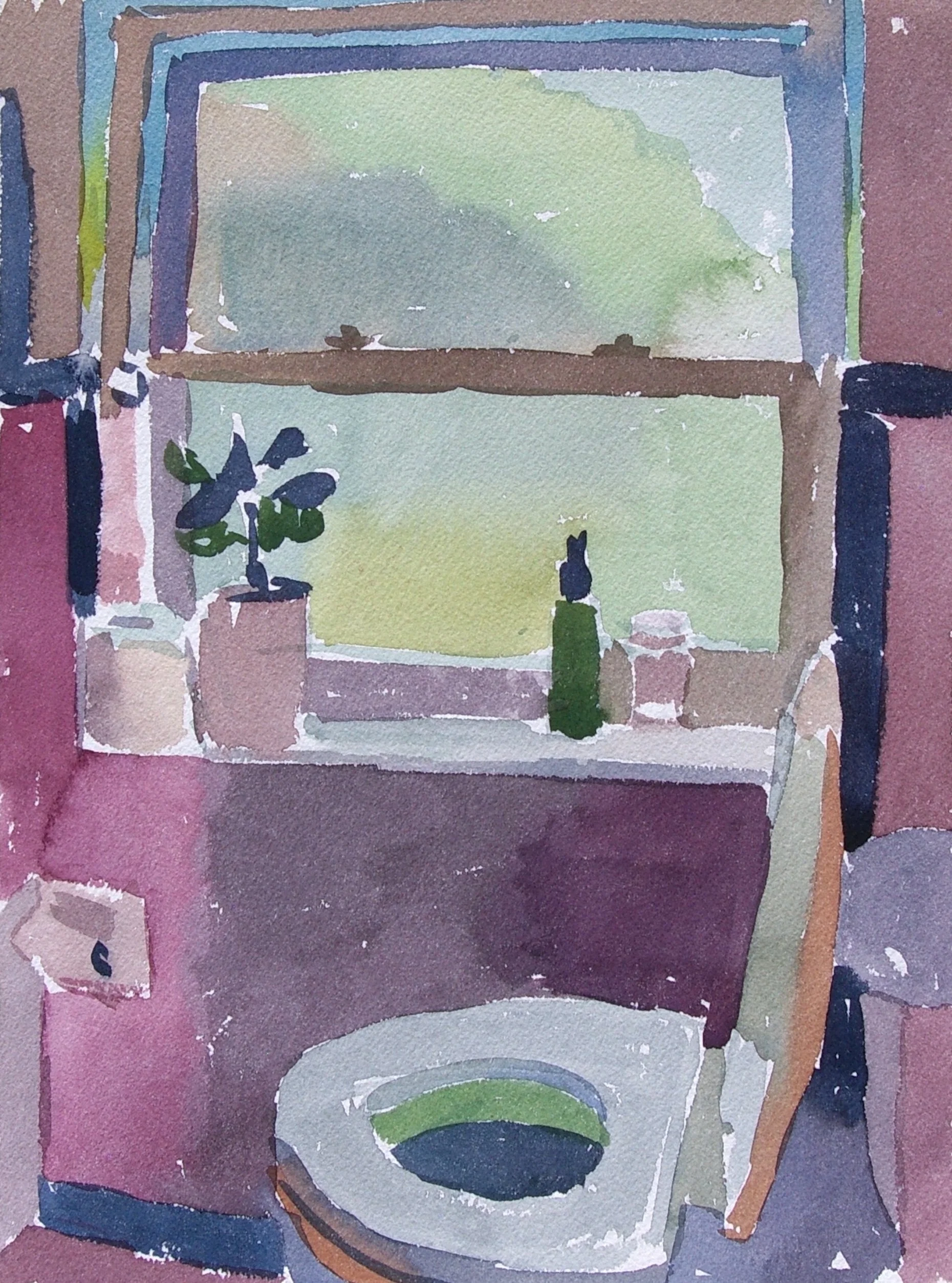   Bathroom , 2022.  12 x 9 inches, watercolor 