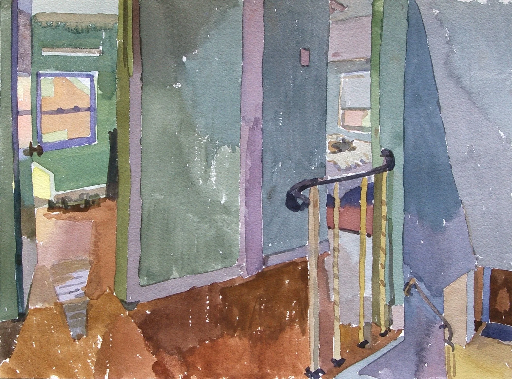   Top of Stairs , 2022.  9 x 12 inches, watercolor 