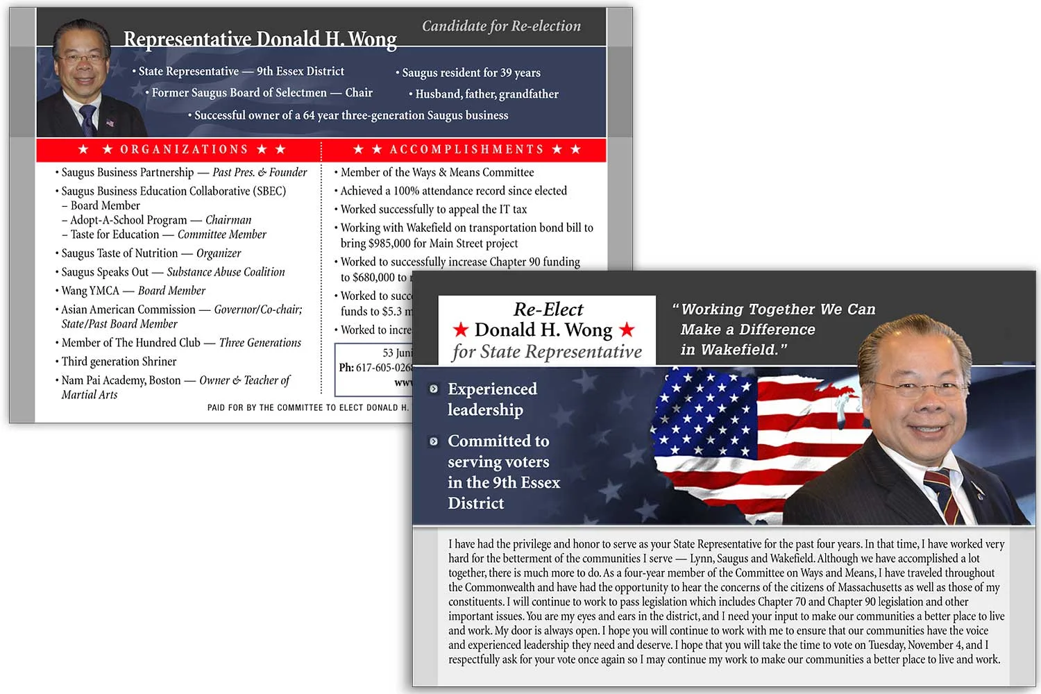 Political Candidate's Hand-out Card, 6.75" x 4.75"