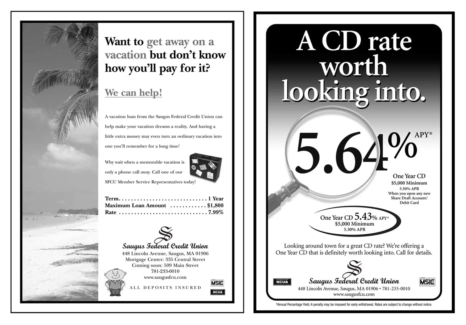 Newspaper Ads, 9” H.