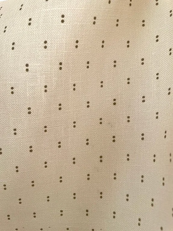 Petite Pair of Dots-  Khaki on Butter Yellow - Midweight Linen